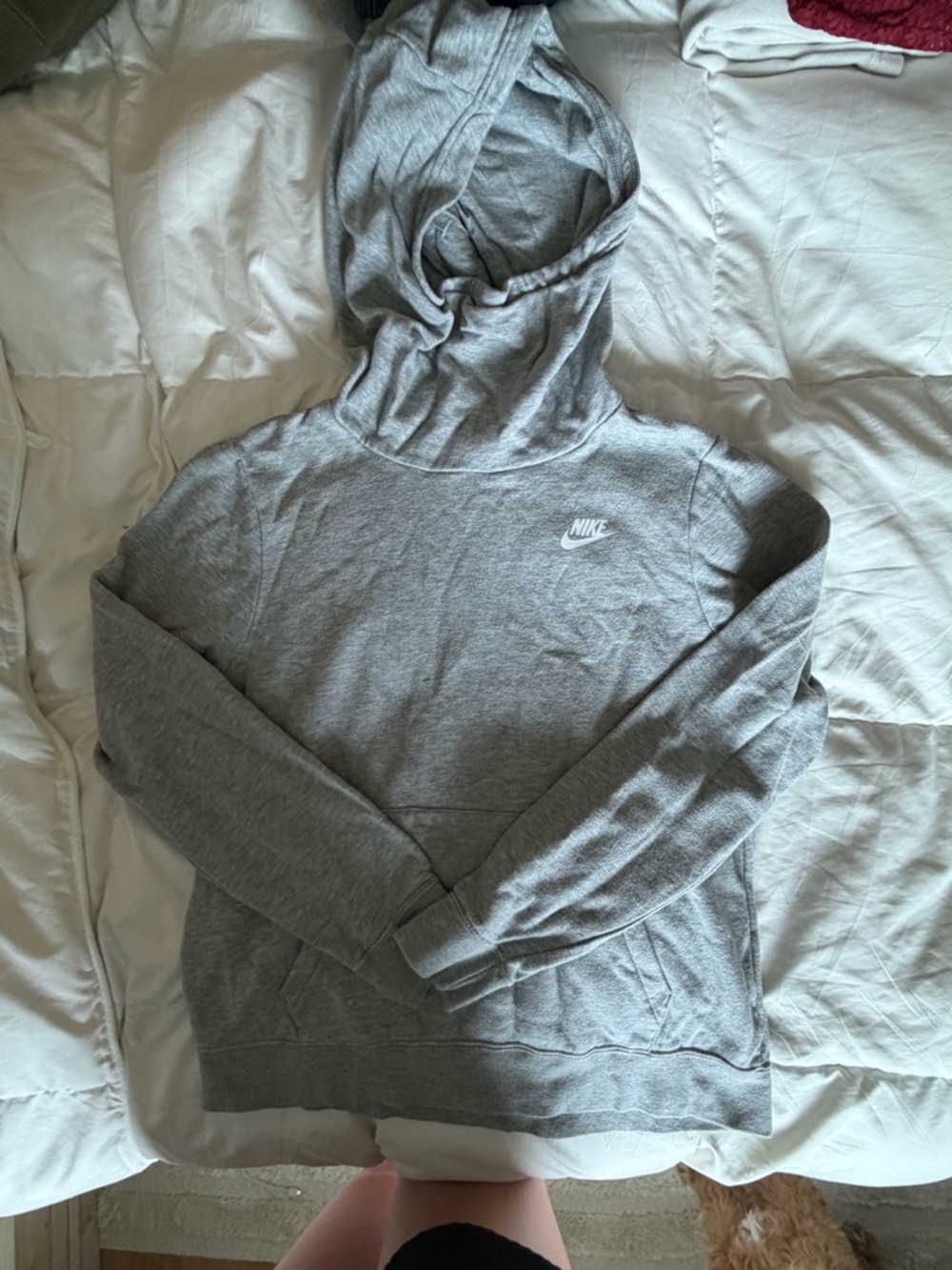 Nike Grey Pullover Hoodie with White Swoosh